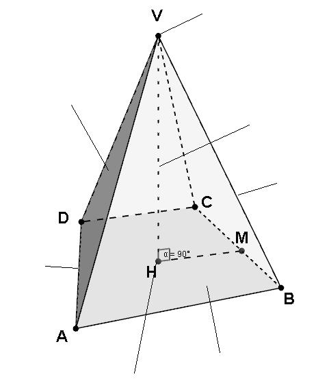 La base ABCD è sempre..all altezza. Il segmento AD è spigolo di base della piramide. Il segmento VB è lo spigolo laterale della piramide.