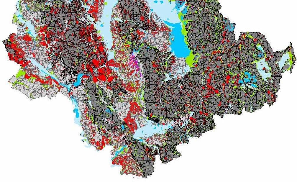 Nella figura sono mostrate le aree interessate dalle diverse tipologie di rischio di