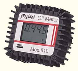 destra verso sinistra, alto verso basso ecc...). Mod. 810 Contalitri elettronico per olio Entrata: 1/2 F - Uscita: 1/2 F Parziale azzerabile: 5 cifre Totale: 7 cifre Pile: incluse (2X1.