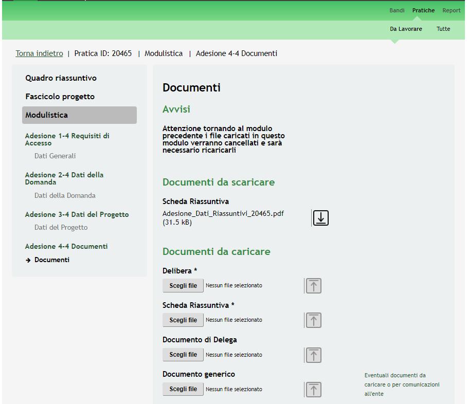 3.4 Modulo 4 Documenti Figura 22 Modulo 4 Documenti Nel quarto modulo è necessario