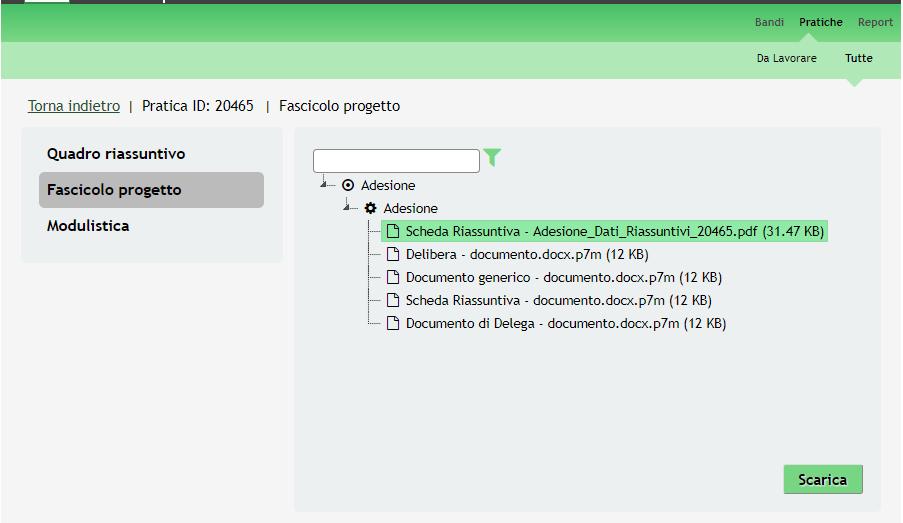 Figura 32 Fascicolo progetto Cliccando sul documento di interesse