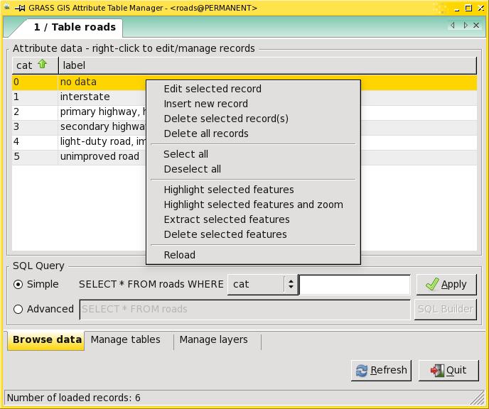 vettoriali - tabella degli attributi: dal layer manager Visualizzare i dati contenuti nella tabella