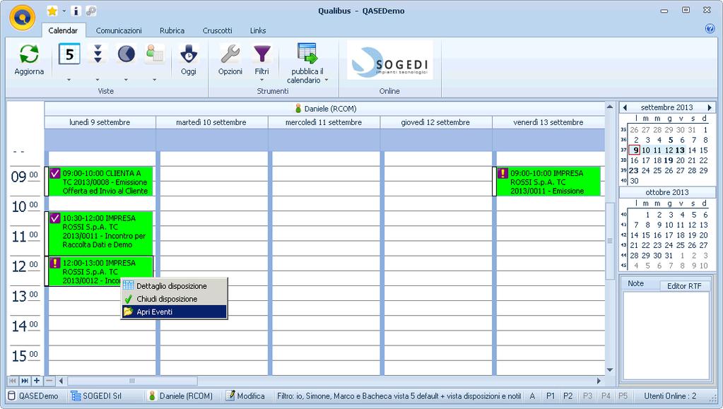 Con il menu interattivo RCOM apre la Trattativa