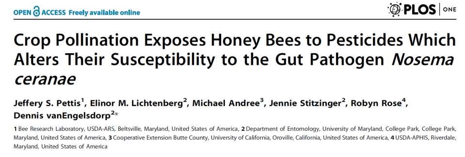we found an increased probability of Nosema infection in bees that consumed pollen with a higher fungicide load.