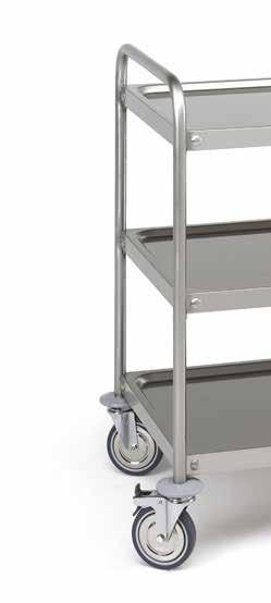 CARRELLI DI SERVIZIO CAFFETTERIA-BUFFET Carrelli di servizio ``Carrello saldato con struttura in tubo di acciaio inox 18/10 ``Scaffali incassati con superfici perfettamente arrotondate e