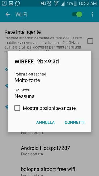 wi-fi e seleziona la rete del dispositivo Wi-Beee-DIN in configurazione.