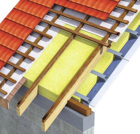 URSA GLASSWOOL Termoizolarea acoperişurilor fără astereală Montarea termoizolaţiei la un acoperiş nou La casele nou construite, cu acoperiş fără astereală, montarea termoizolaţiei se realizează ca în