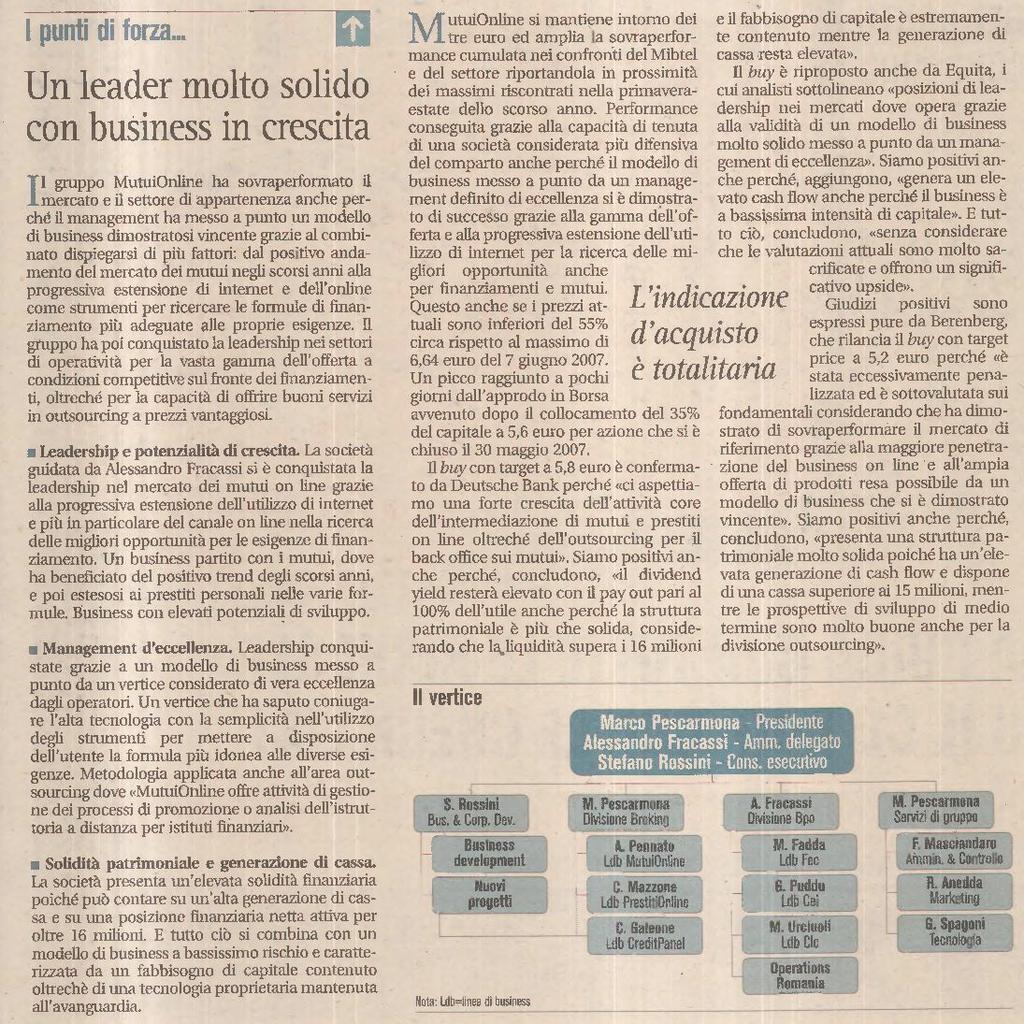 puno I oprtvtà Ldrshp fnzmnt outsourcg pù Mngmnt po oltrché conugr Soltà lt mngmnt su Busss prtcolr stnz Mtodolog Un busss for sttor un potnztà prstt przz cpctà promozon pù ccllnz E tutto vnt bssssmo