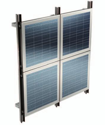 Il sistema è costituito da una struttura portante, fissata alla parete retrostante, a cui vengono vincolati i moduli di rivestimento (fotovoltaici, vetrati, metallici).