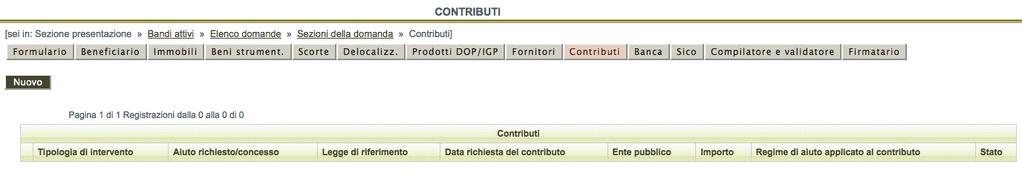 Terminato l inserimento dei dati, se tutti i campi obbligatori sono stati compilati correttamente, nella schermata Sezioni della domanda alla voce Fornitori (dati relativi alle imprese affidatarie ed