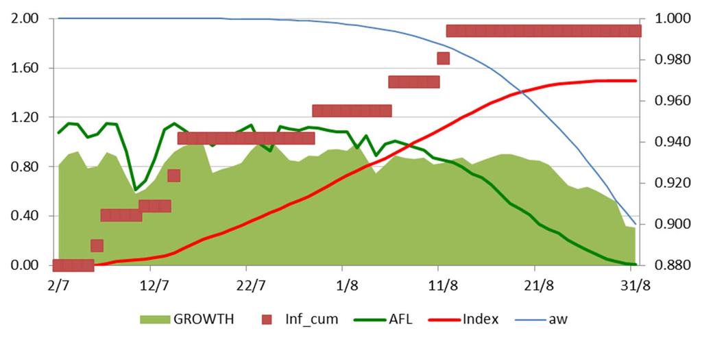 Modello AFLA-maize Dinamica del tasso di crescita e di produzione di