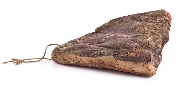 SUINO NERO SALUMI LARDO SUINO NERO DEI NEBRODI MIRTO (ME) Ricavato dalla regione del dorso, salato con sale marino grosso delle saline di Trapani.