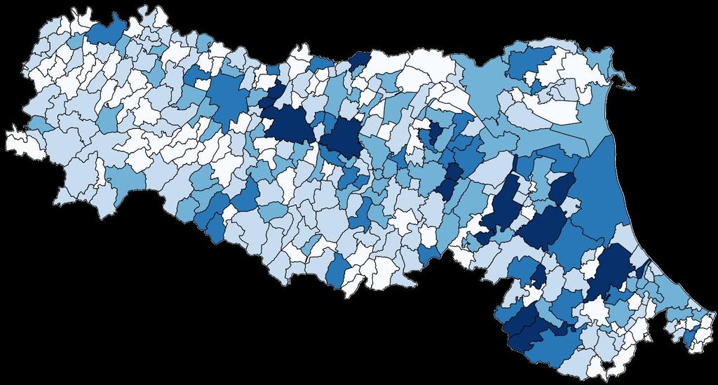 Cooperative e territorio. Dove la cooperazione pesa di più. Addetti per UL Incidenza degli addetti nelle coop.