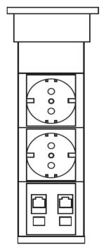 Configurazione tipo A 2 Frutti power+2rj45 (DATI) Configuration type A 2 Power socket +2RJ45 (DATA) 03VI6802NR 03VI6002NR 03VI602NR 03VI6202NR Accessori/Accessories 4*4*35 Cm 0,75 Kg