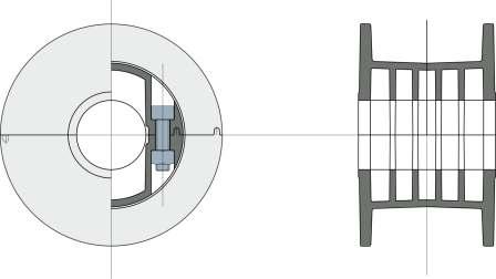 Ruota rinvio in due metà per Z10 (per catene serie Tab 879-880-881) 310 80 64 Df ø 86 ø 130 Df Foro per albero da (mm) 20 25 30 35 40 310 / 82827 310 / 82828 310 / 82829 310 / 82830 310 / 82831