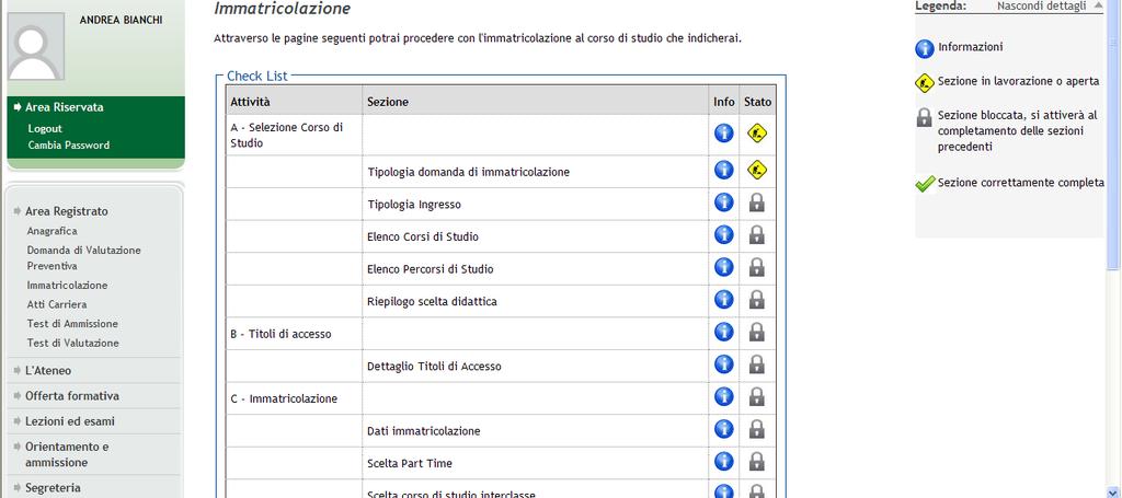 1) Domanda di immatricolazione generata dalla procedura di immatricolazione on line; 2) Fotocopia di un documento valido di riconoscimento e del codice fiscale; 3) Ricevuta del pagamento del