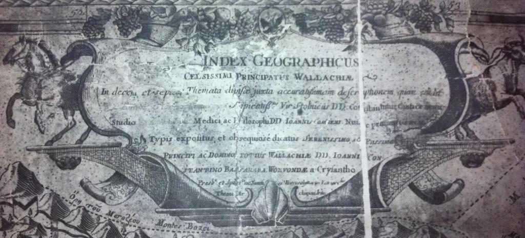 Figura 1: Titlul latin al hărţii. Sursa: Biblioteca Academiei Române, copia realizată în 1929 de Marcu Beza 24 (prin amabilitatea domnului Vlad Alexandrescu).