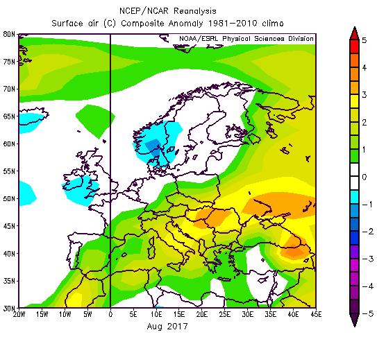 Il mese di agosto è stato più caldo della media su gran parte dell Europa e in particolare sulle aree sudorientali del continente dove