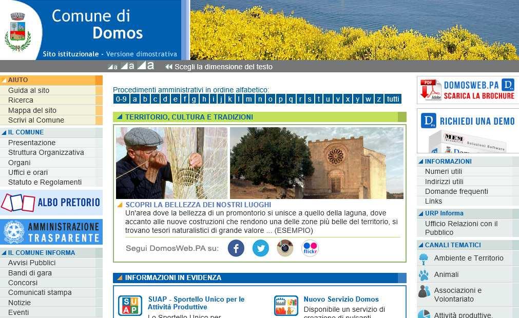 IL SITO ISTITUZIONALE DELL AMMINISTRAZIONE COMUNALE L'applicazione della