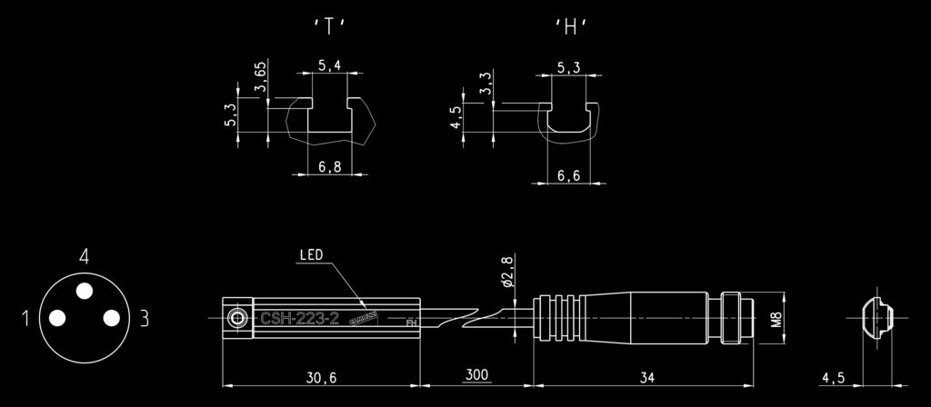 AC/DC PNP 250 ma 0 VA / 8 W Contro inversione polarità 2 m CSH-233-5 Reed 3 fili 0 30 V AC/DC PNP 250 ma 0 VA / 8 W Contro inversione polarità 5 m CSH-334-2 Magnetoresistivo 3 fili 0 27 V DC PNP 250