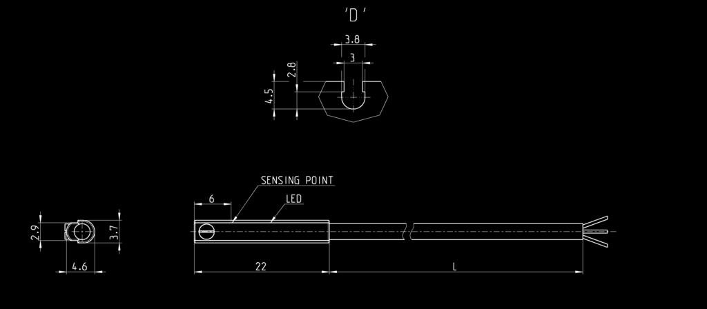 CATALOGO > Release 8.8 > Sensori Serie CST-CSV-CSH-CSB-CSC-CSD Sensori magnetici, cavo 3 fili, cava D Mod.