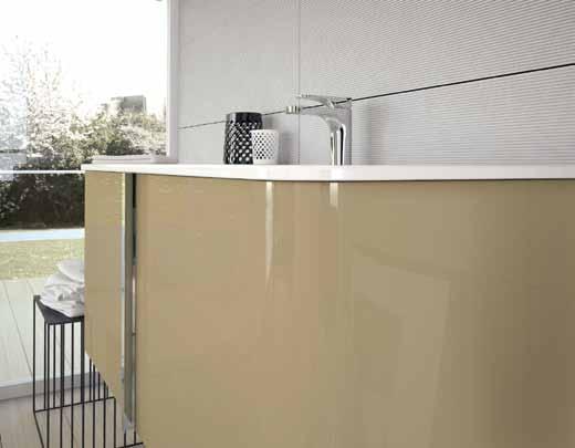 50 Lavabo Mineral Marmo New Loop L. 107 Specchio Diamond Ovale L.