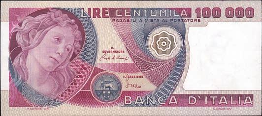 5558 100.000 Lire - Manzoni 19/07/1970 - Alfa 912; Lireuro 82B2 RR - Carli/Lombardo, con fibrille - Due scritte a penna qbb 80 5565 100.