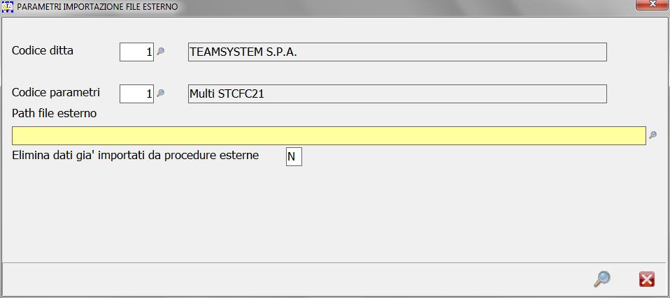 il codice che identifica i parametri da utilizzare per l import.