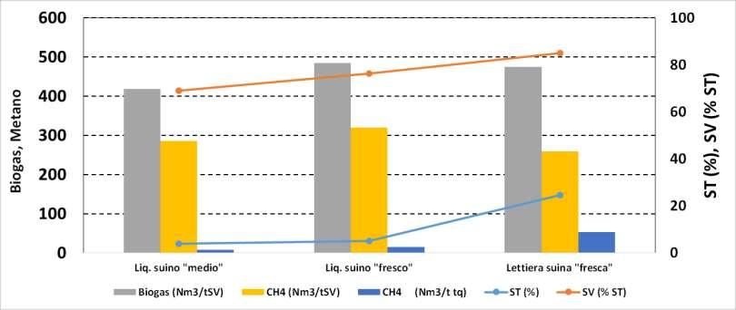 Producibilità metano TEST BMP statico ST (%) SV (% ST) Biogas (Nm 3 /tsv) CH4 (Nm 3 /tsv) CH4 (Nm 3 /t tq) Liq.