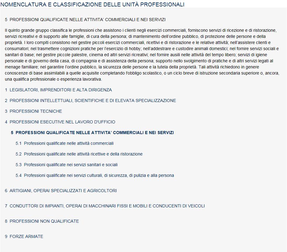 2. I Gruppi Professionali Classificazione delle professioni CP2011 Figura 65 Selezionato il Gruppo di interesse,