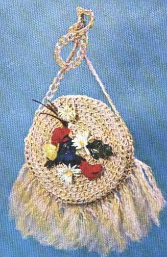 The chain stitch bag What you need: * see chain stitch in chapter 1: Embroidered purses * Sisal cord * nylon thread for fishing to sew the chain on * 2 pieces of pressed cardboard, used as bases for