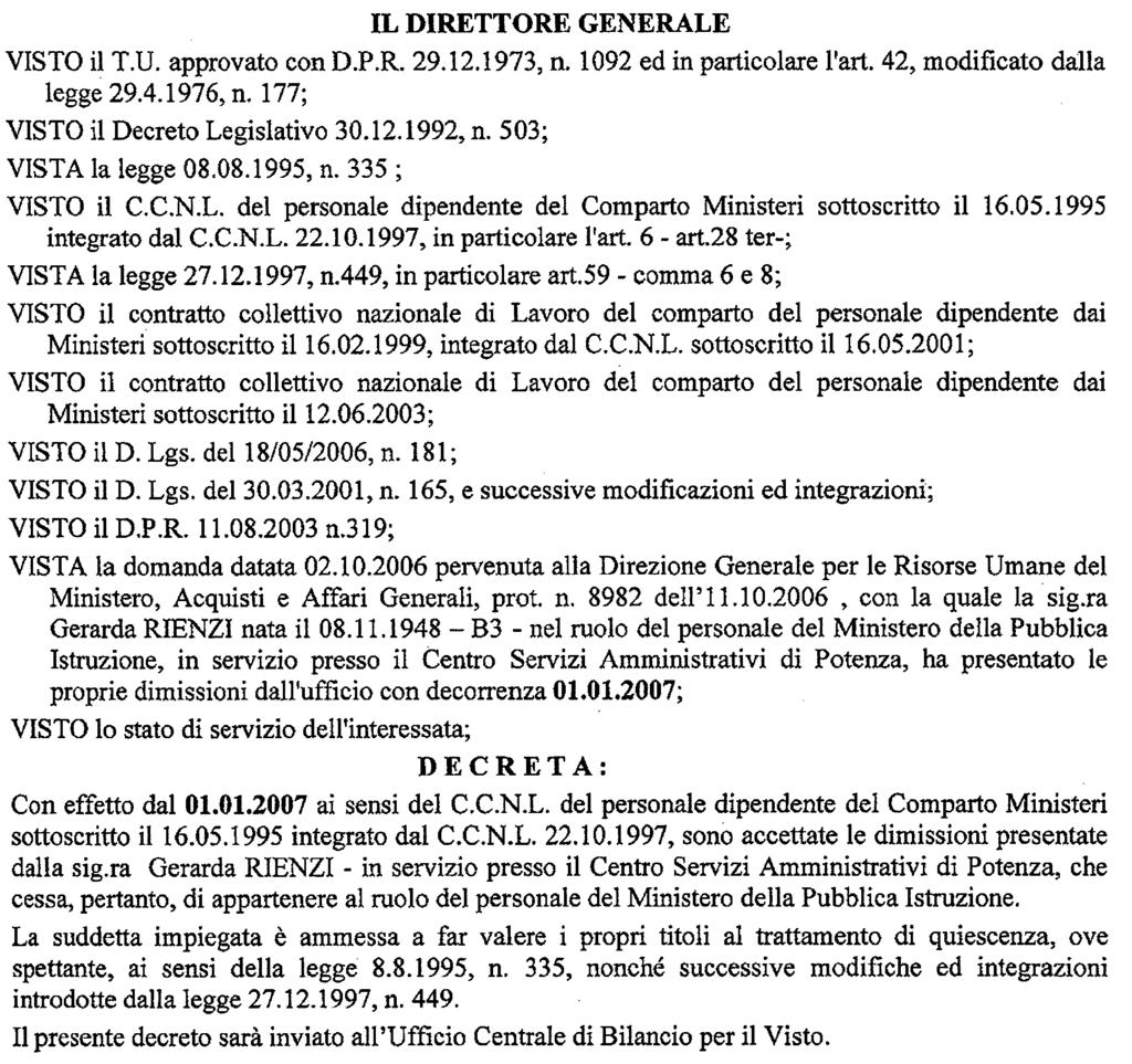 (D.D. 7 novembre 2006 - Visto e registrato all'ufficio centrale del