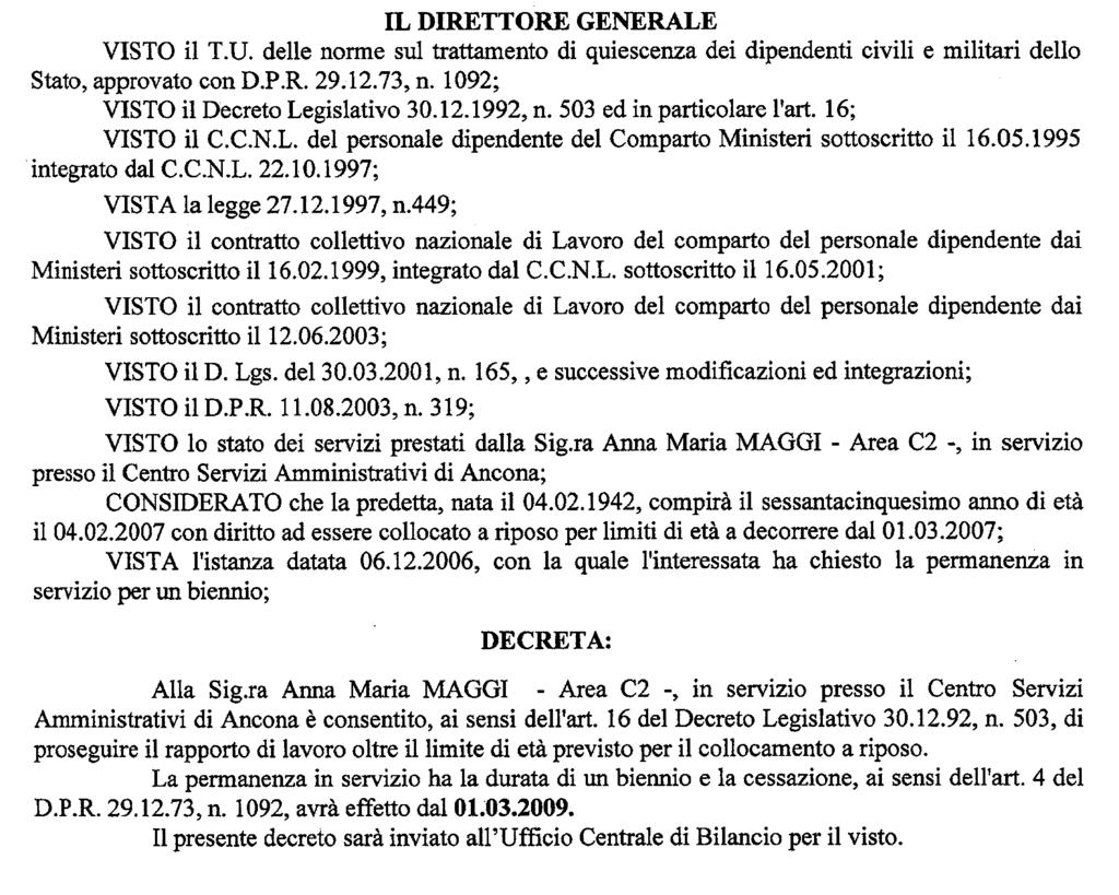 (D.D. 31 gennaio 2007 - Visto e registrato all'ufficio centrale del