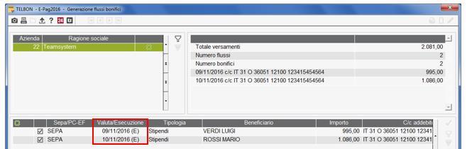 dipendente) diversa da quella di addebito (banca dell azienda).