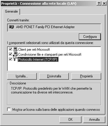 6. Riavviare il computer. L'installazione dei componenti necessari è completata. Andare alla sezione Collegamento dell'interfaccia di rete alla rete a pagina 37.