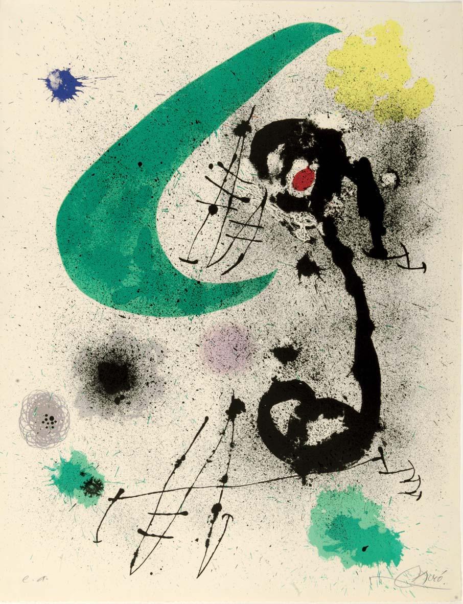 26 Joan Mirò Montroig 1893 Palma di Maiorca 1983 L oiseau migrateur I Mourlot 1981, vol.iv, pag.55, 651 cm 65,8 x 51 pieno foglio 16 Firmata e segnata e.a. a matita dall artista, su vélin de Rives.