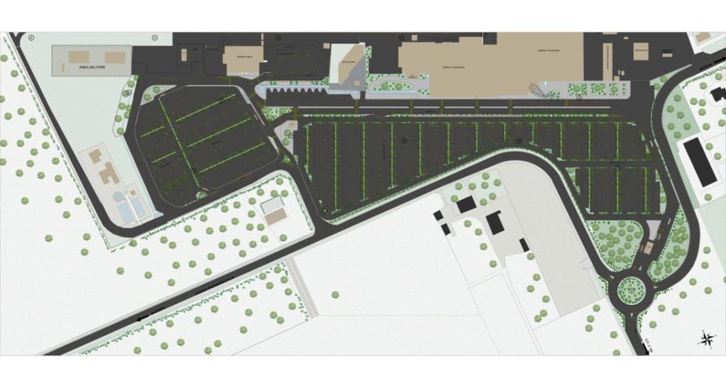 Si intende perseguire un complessivo incremento dei posti auto ed un miglioramento della viabilità di accesso e circolazione interna al sedime.