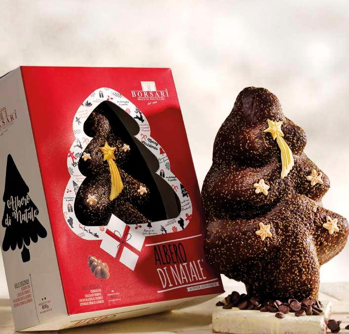 Codice / Dac Code 63497 Peso / Weight 850 gr Cartoni per strato / Cartons x Layer 4 Albero di Natale Albero di Natale ricoperto con cioccolato fondente, decorato con granella di zucchero e ripieno di