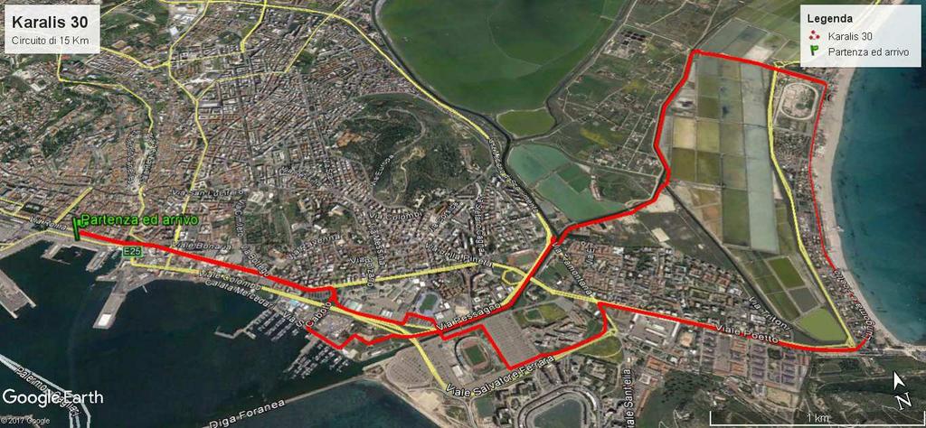 PERCORSO Il percorso della Karalis 30 si sviluppa all interno della città di Cagliari su un circuito di 15 Km da ripetere due volte che, partendo da uno dei suoi punti più suggestivi, la