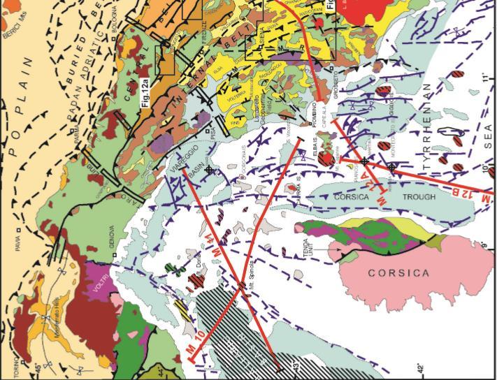 11 - Schema strutturale dell Italia centrale e traccia di una nuova linea si sismica a riflessione profonda tipo CROP