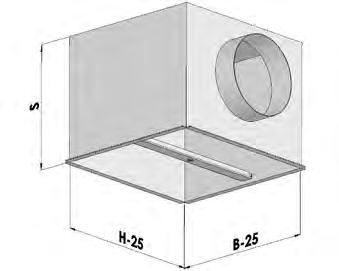 S Accessori PS5-PSI5 plenum PS5-Plenum standard realizzato in acciaio zincato sendzimir con attacco laterale. PSI5-Plenum isolato con materiale certificato in classe 1 (D.M. 26-6-1984