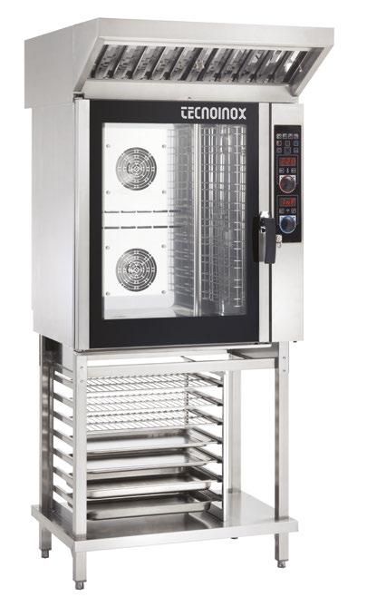 TECNOCOMBI TECNODUAL Forno misto a vapore diretto Tecnocombi D series 10 teglie GN1/1 completo di cappa aspirante e montato su