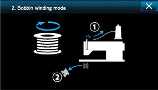 [Modalità di avvolgimento della bobina] Per avvolgere soltanto la bobina o per controllare la quantità di olio nel crochet, deve essere utilizzata la modalità di avvolgimento della bobina.