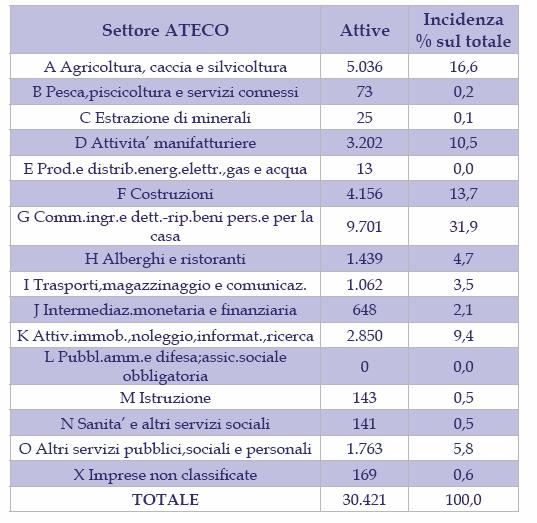 è rappresentato da società di persone e il 16,8% da società di capitali.