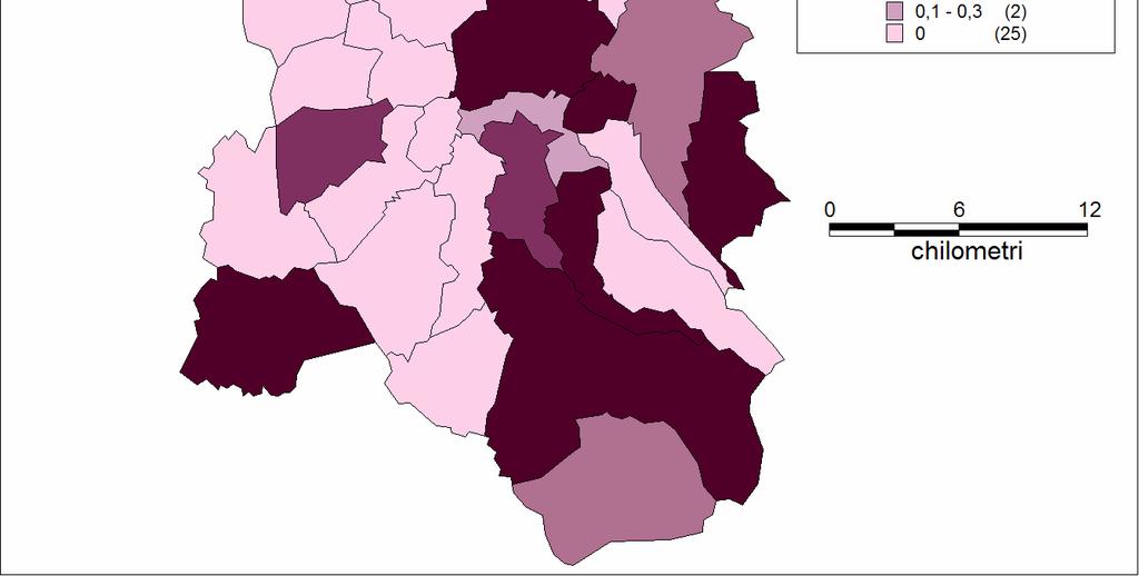 Fig. 15 Indice di qualità alberghiera nei comuni della provincia di