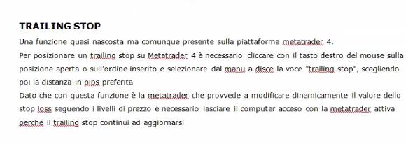 TRAILING STOP PIATTAFORMA PER IL TRADING AUTOMATICO: STATO CONNESSIONE: ONLINE / CONNESSIONE ASSENTE: per il TA sconnetto perché la piattaforma mi