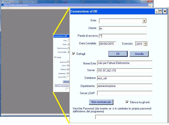 La prima volta compare ed occorre cliccare su [OK] Riempire il riquadro di