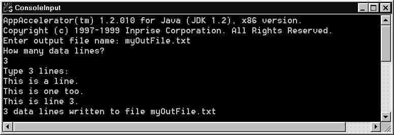 Flussi per i file I/O console // scrive un messaggio sulla console e chiude il file System.out.println(numLines + righe inserite nel file + outfilename); ins.close(); outs.