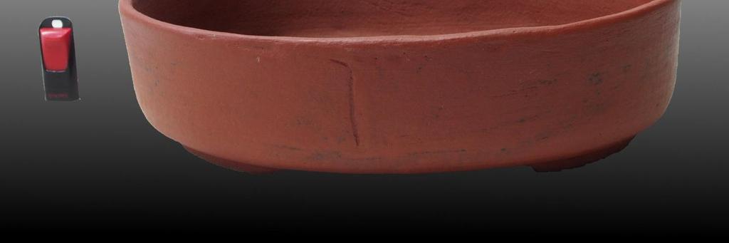 ROT168 Vaso ovale bonsai in gres rosso scuro 5 fori.