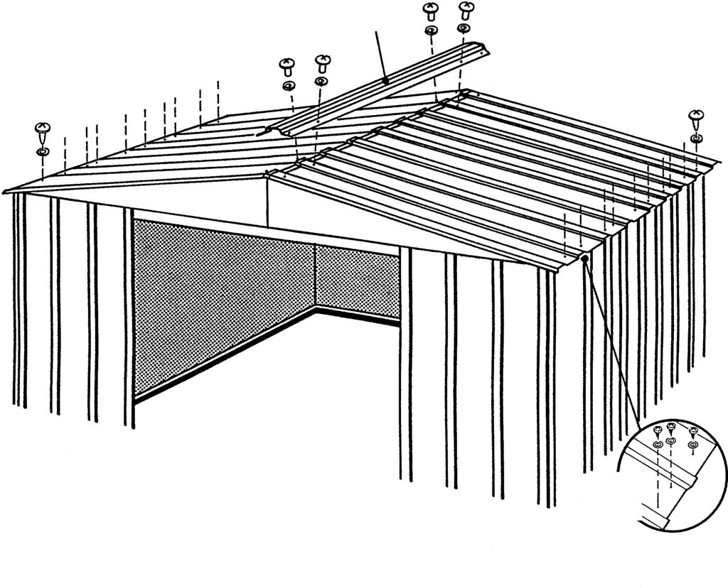 Fase 5 B8-IT Coperture della linea di colmo 846 Copertura della linea di colmo () Installare mediante bulloni e dadi la copertura della linea di colmo sulla sezione di tetto completata.